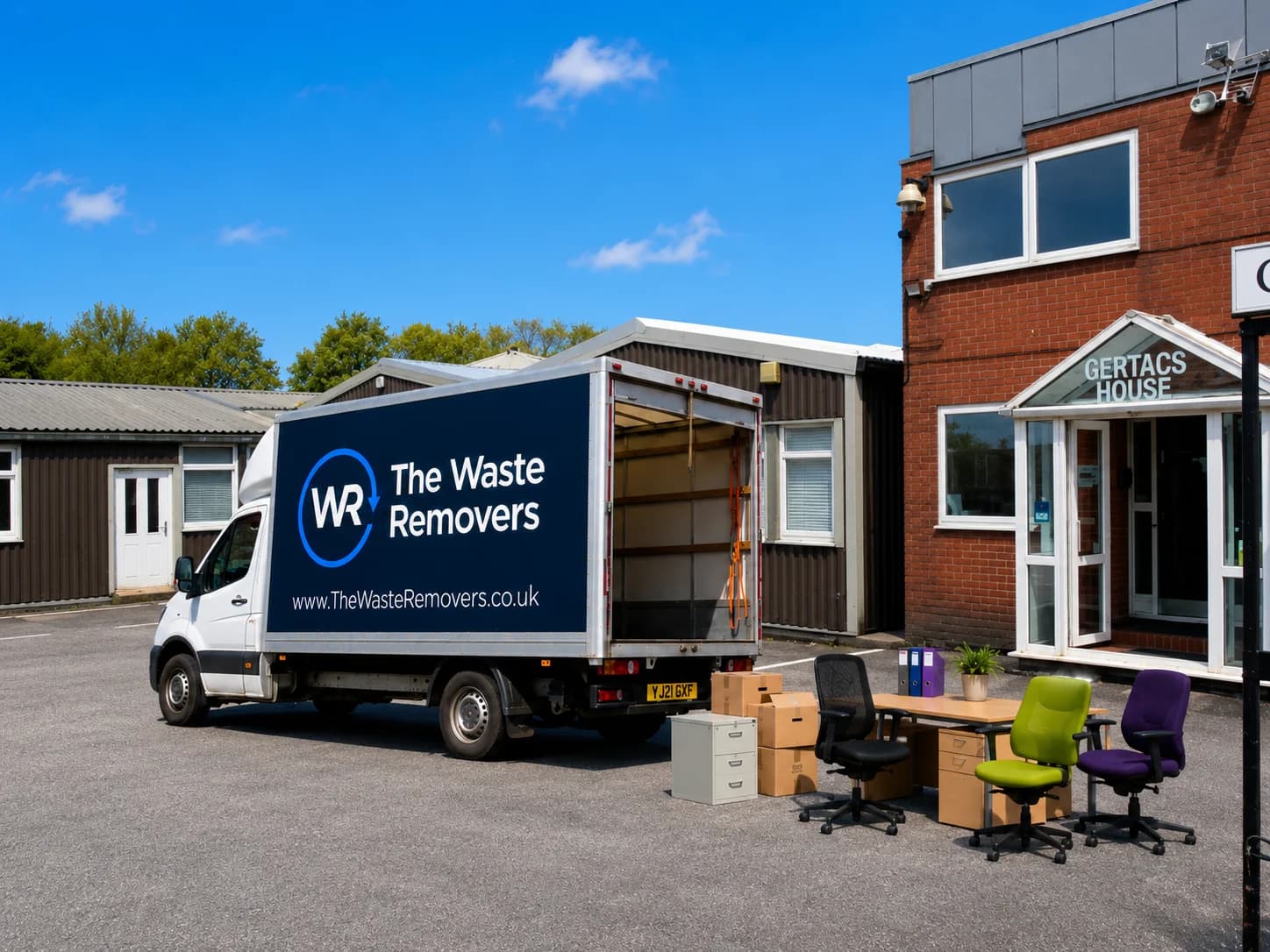 Office Clearance in Sefton - uniformed team with van
