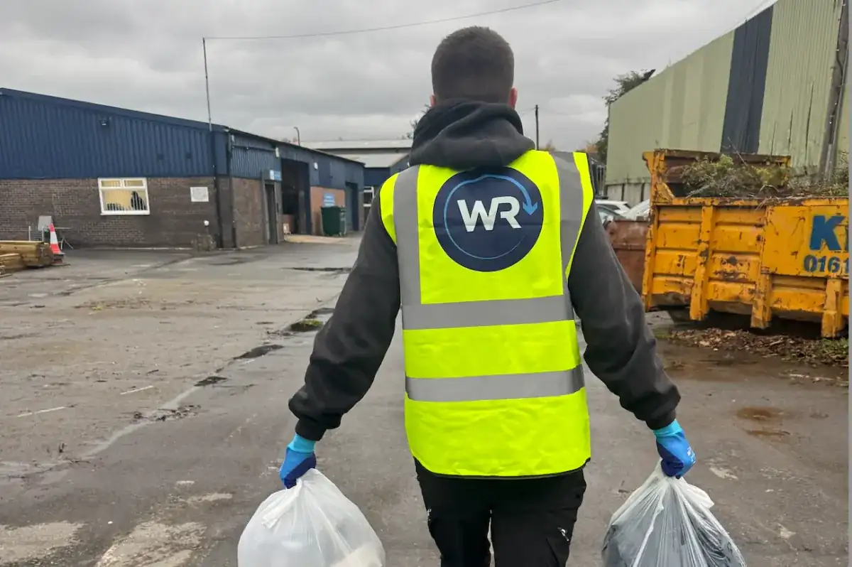 Waste removal team and van