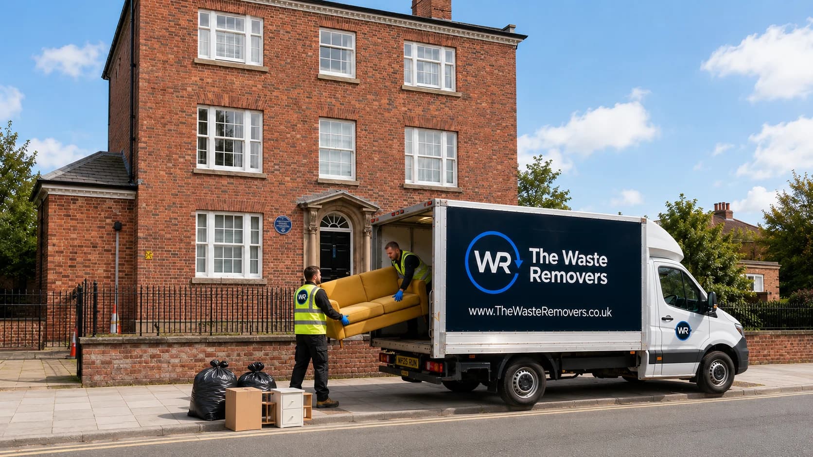 Rubbish Removal in Stockport - uniformed team with van