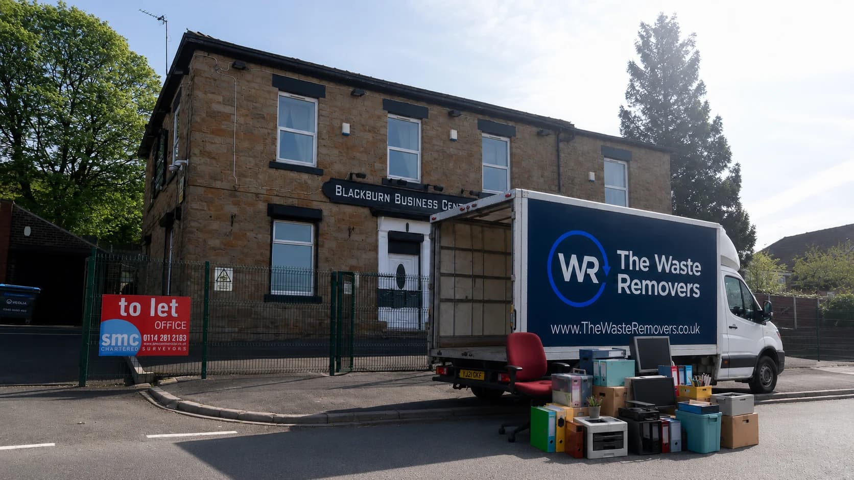 Office Clearance in Blackburn - uniformed team with van