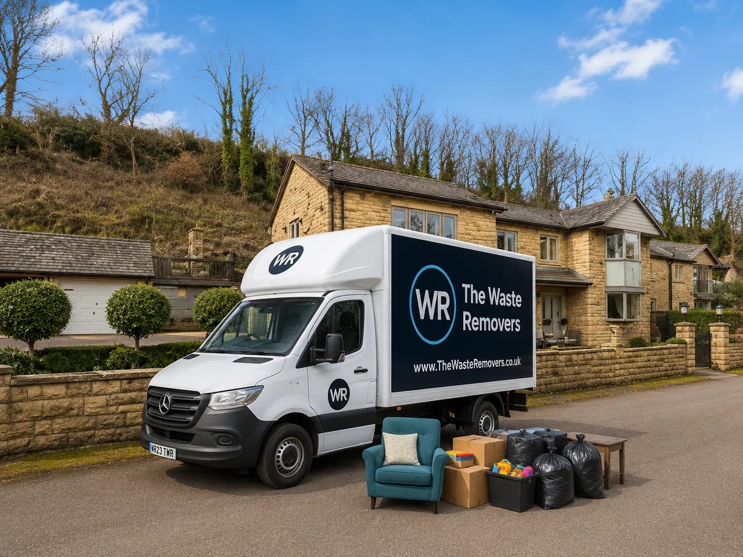 Rubbish Removal in Calderdale - uniformed team with van