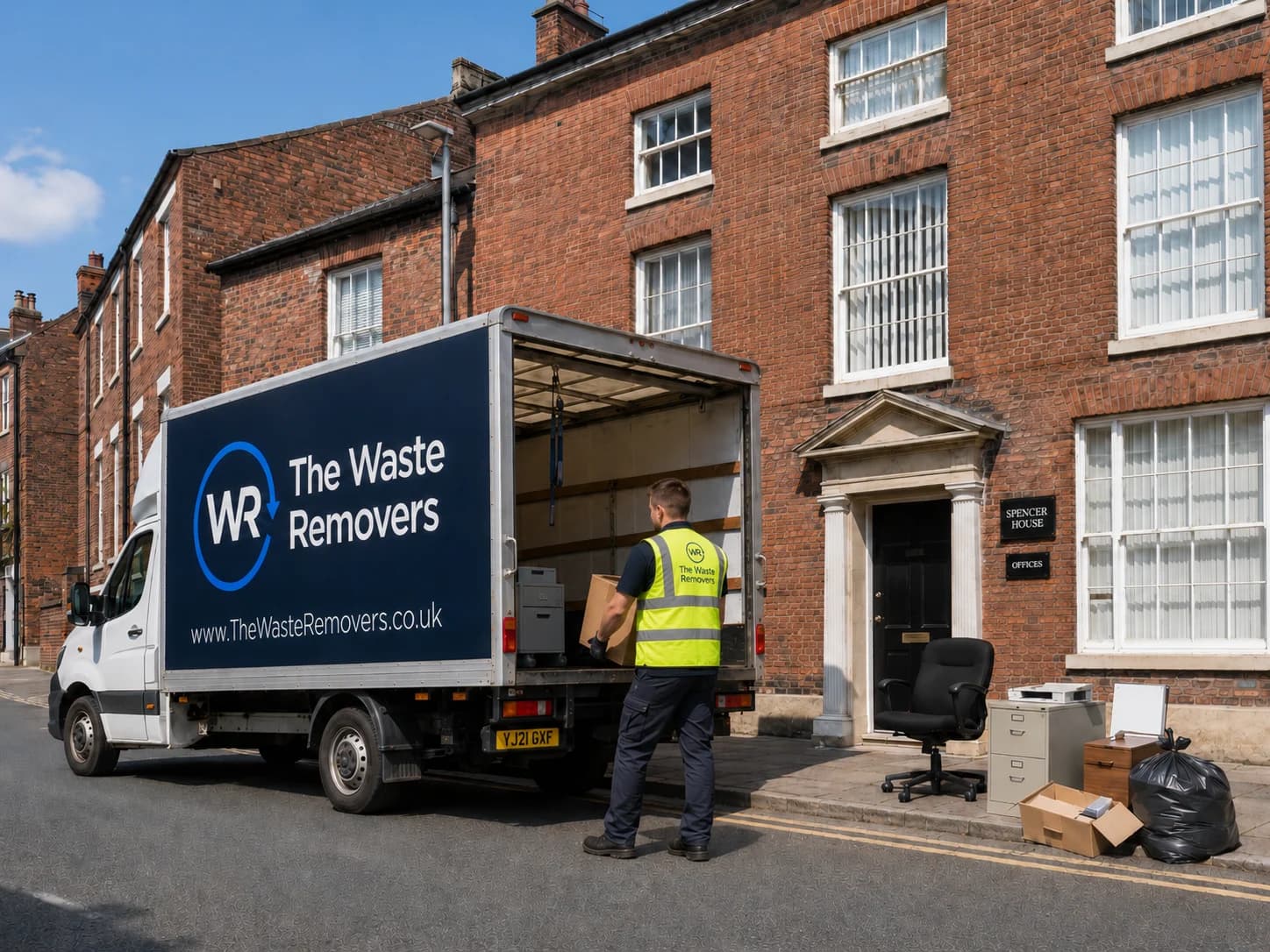 Office Clearance in Cheshire East - uniformed team with van