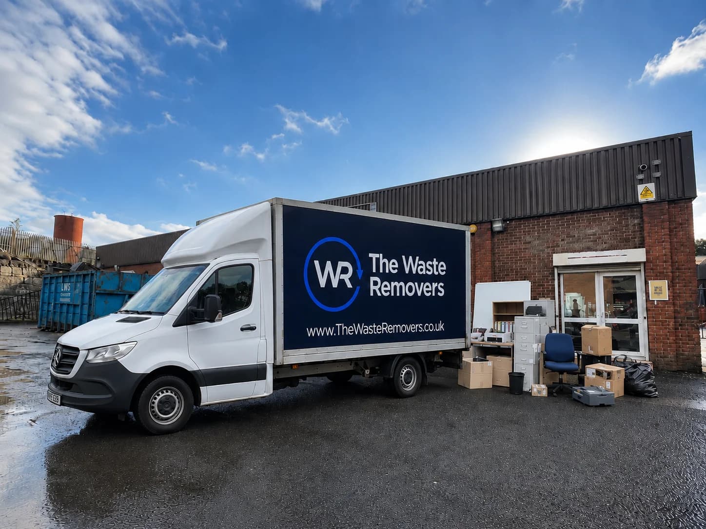 Office Clearance in Hyndburn - uniformed team with van