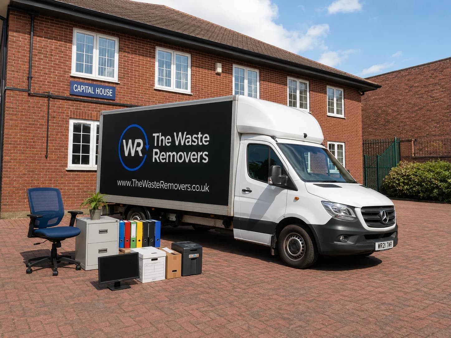 Office Clearance in Knowsley - uniformed team with van