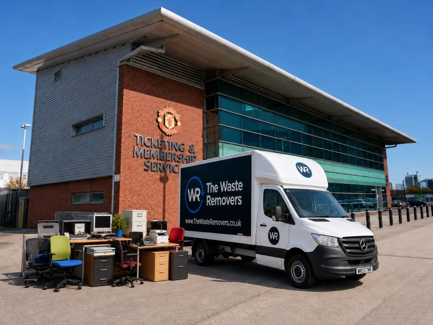 Office Clearance in Manchester - uniformed team with van