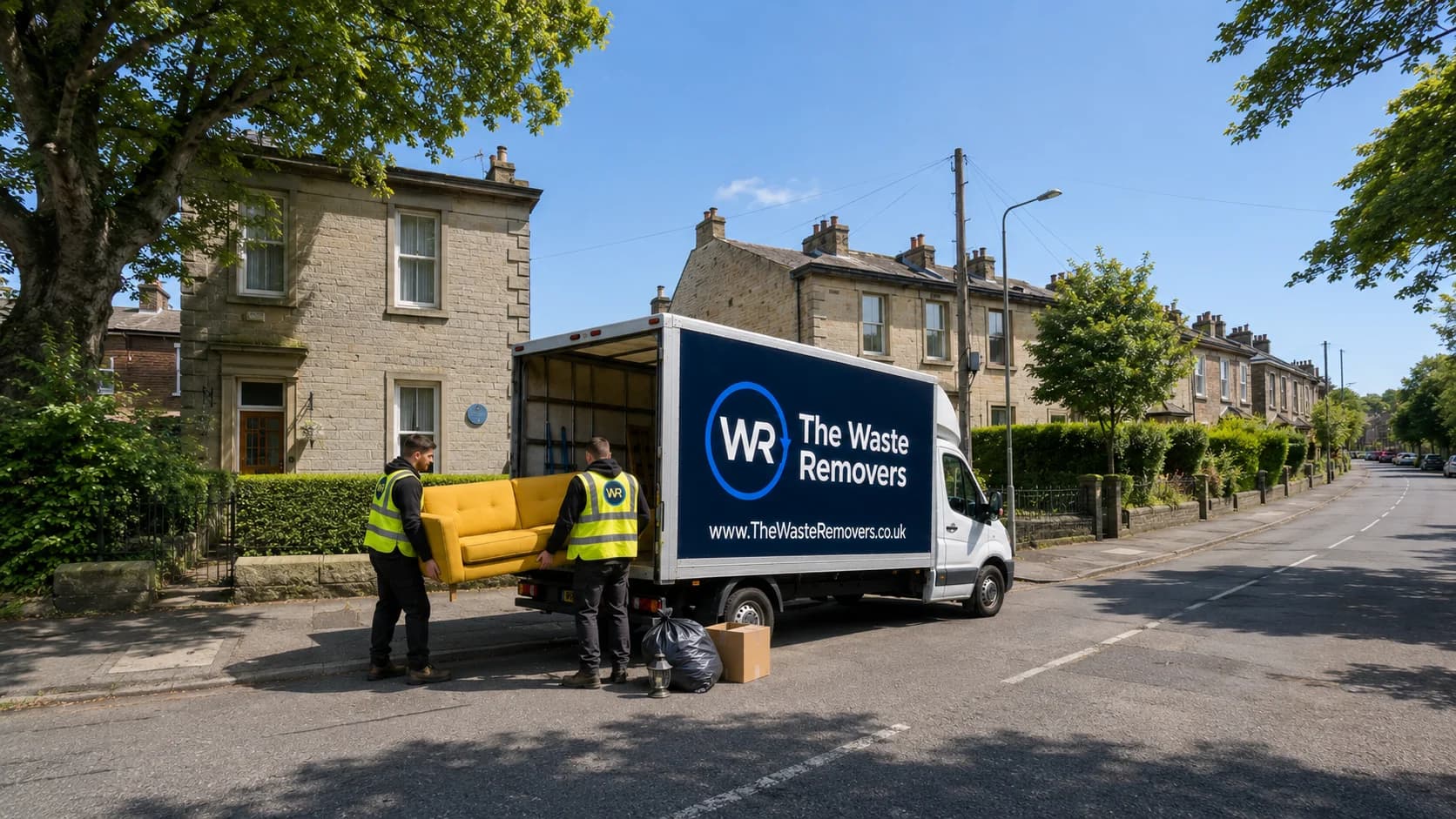 Rubbish Removal in Tameside - uniformed team with van
