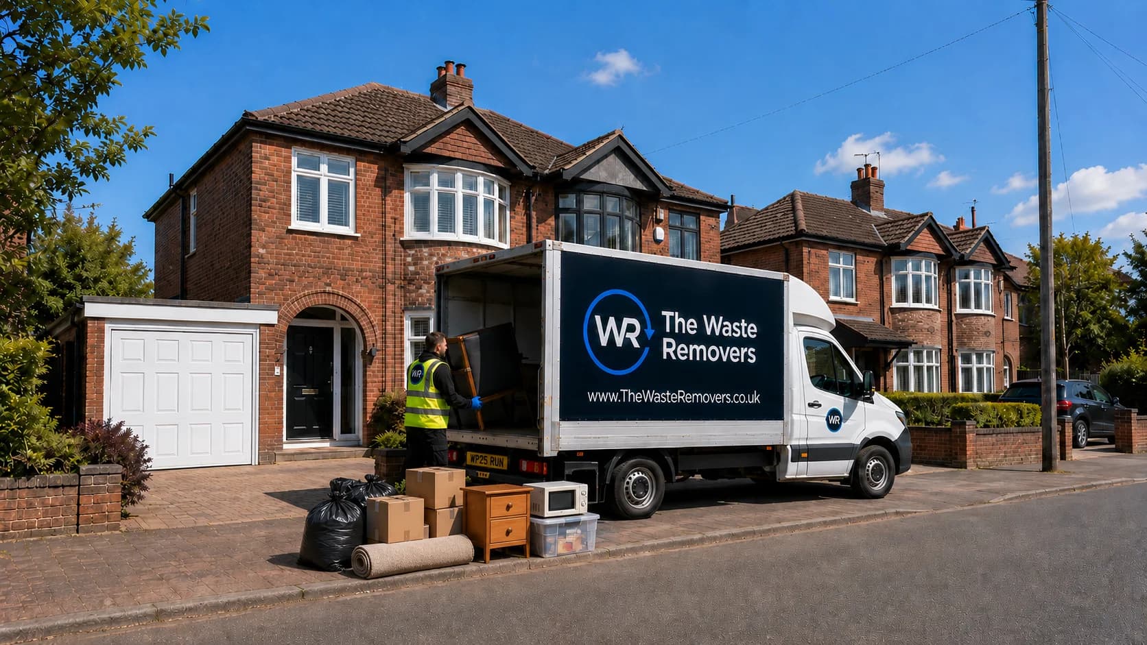 Rubbish Removal in Warrington - uniformed team with van