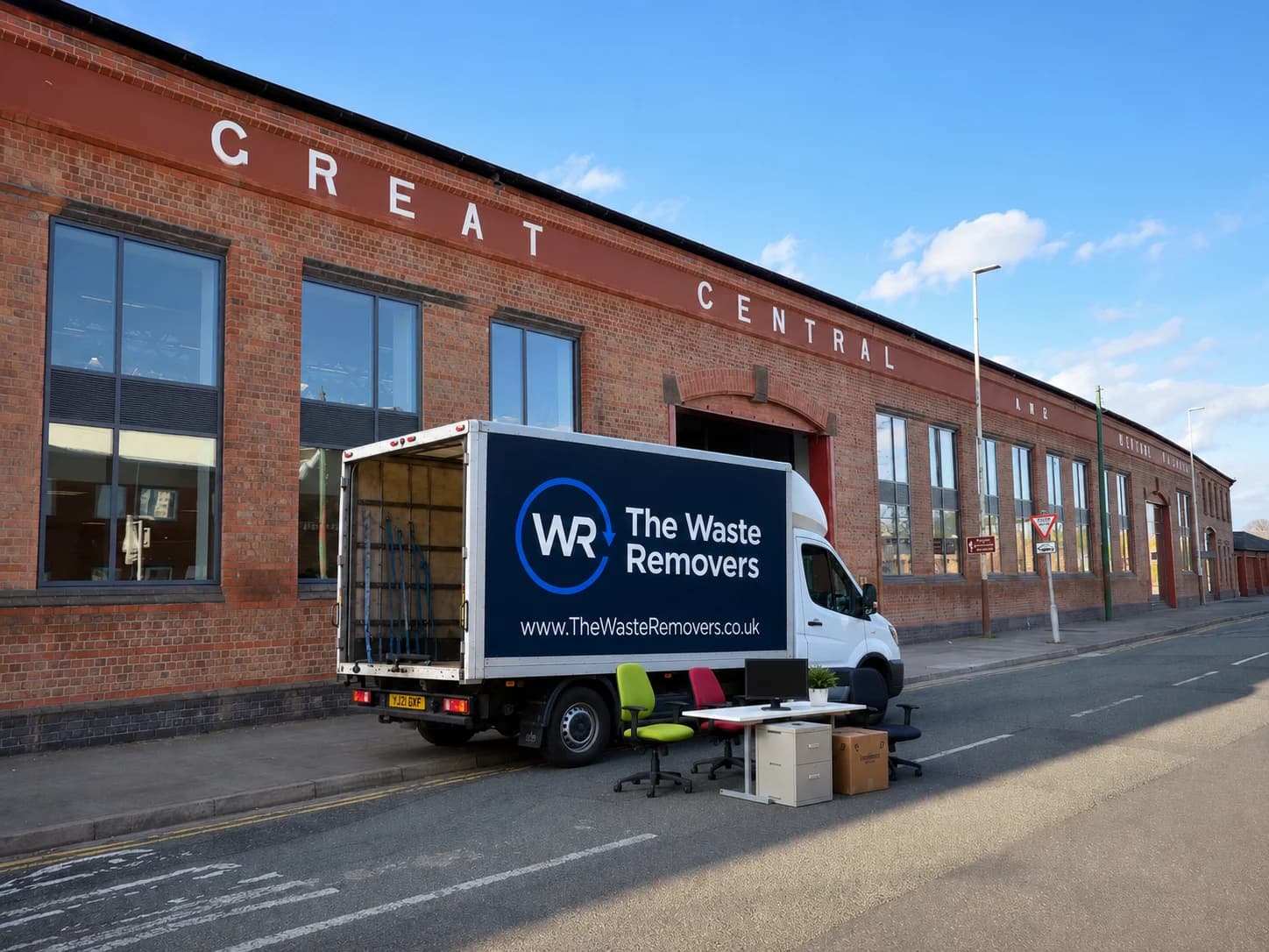 Office Clearance in Wirral - uniformed team with van